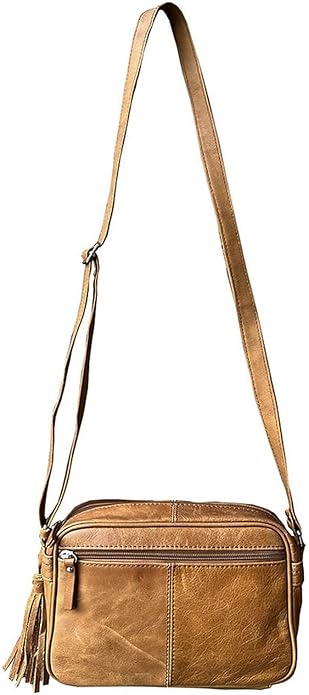 Cowhide Leather Women's Shoulder Purse Small Cross Body Organizer Bag with Many Pockets