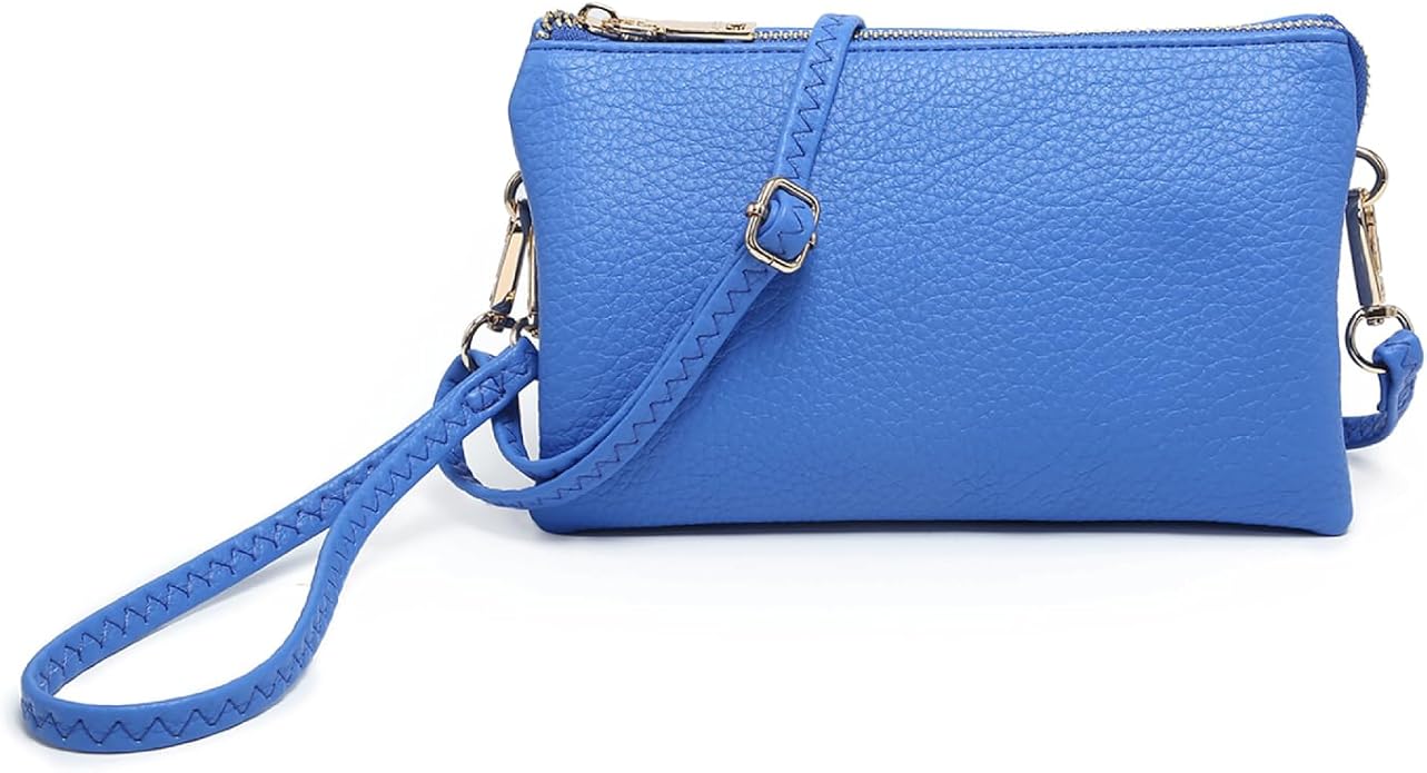 JEN & CO. Riley Small Crossbody Bags for Women Vegan Leather Wristlet Clutch Wallet Purses Handbags with 2 Straps