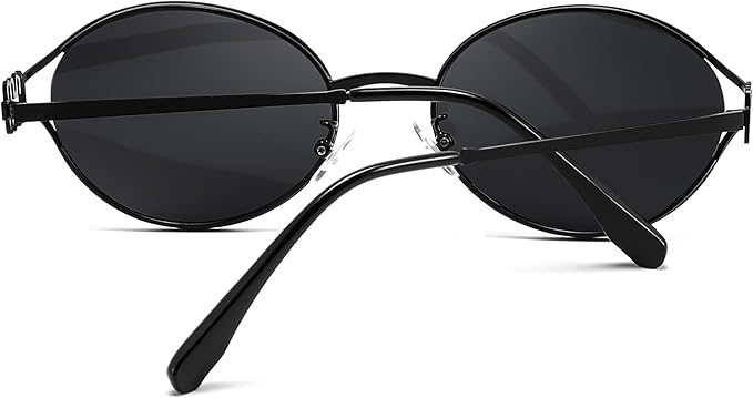 FEISEDY Retro Oval Small Sunglasses for Women Men 90s Trendy Classic Y2K Frame Round Shades UV400 Protection B9164