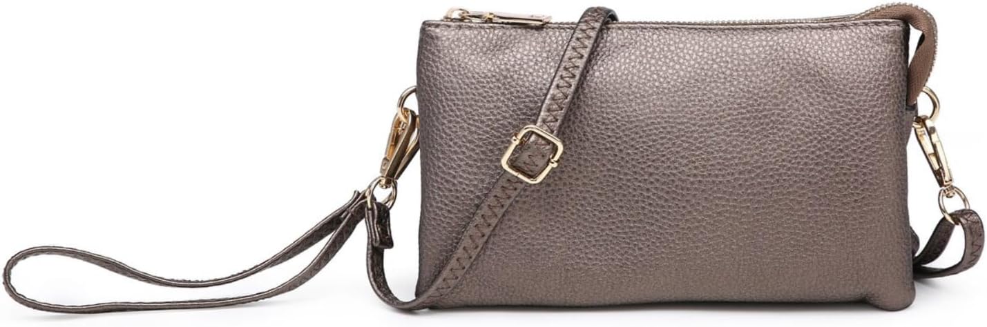 JEN & CO. Riley Small Crossbody Bags for Women Vegan Leather Wristlet Clutch Wallet Purses Handbags with 2 Straps