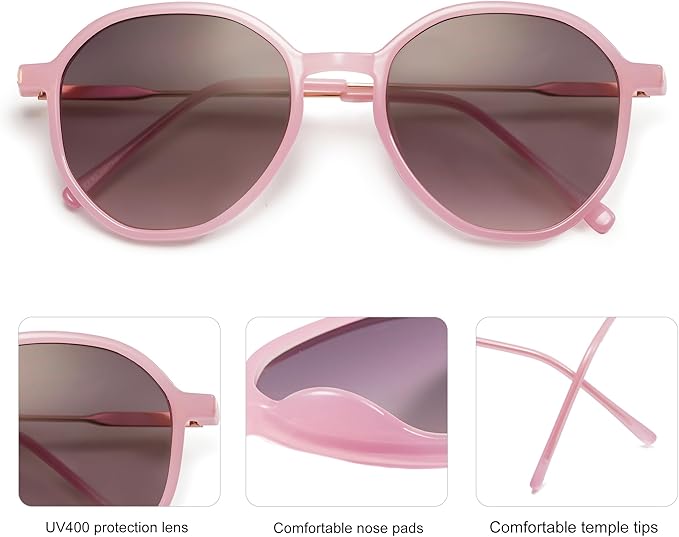 SOJOS Trendy Designer Hexagon Round Sunglasses for Women Fashion Big Shades Geometric Women Sunglasses SJ2181