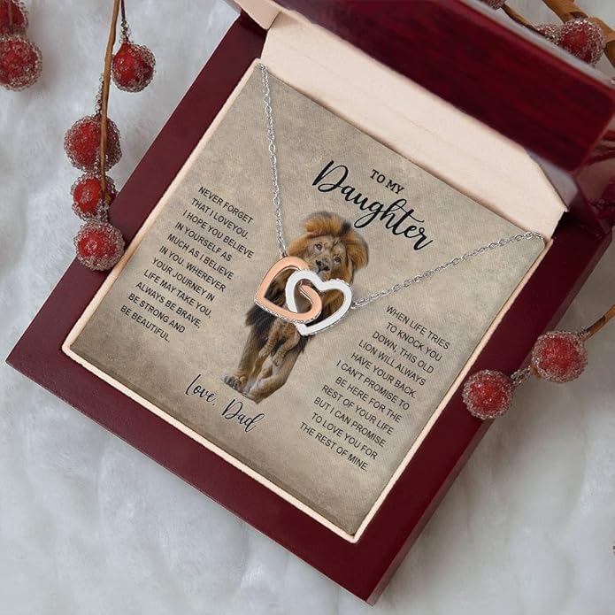 VIRAGIL To My Daughter Gift Necklace From Dad or Mom - Badass Daughter Jewelry With Heartfelt Message & Elegant Box