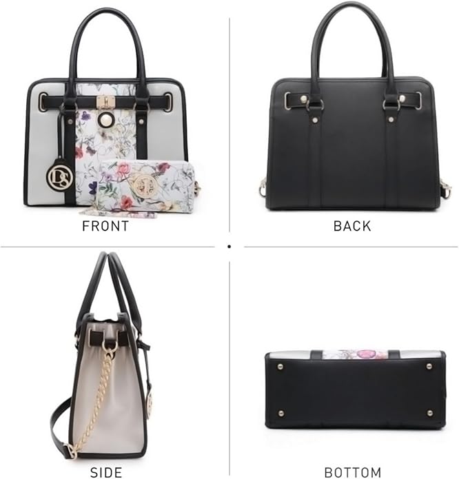 Dasein Handbags Purses Set for Women Top Handle Satchel Shoulder Bags Large Work Tote Bag with Matching Wallet