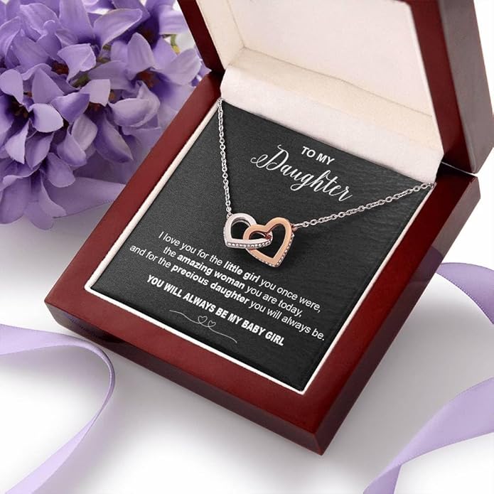 VIRAGIL To My Daughter Gift Necklace From Dad or Mom - Badass Daughter Jewelry With Heartfelt Message & Elegant Box