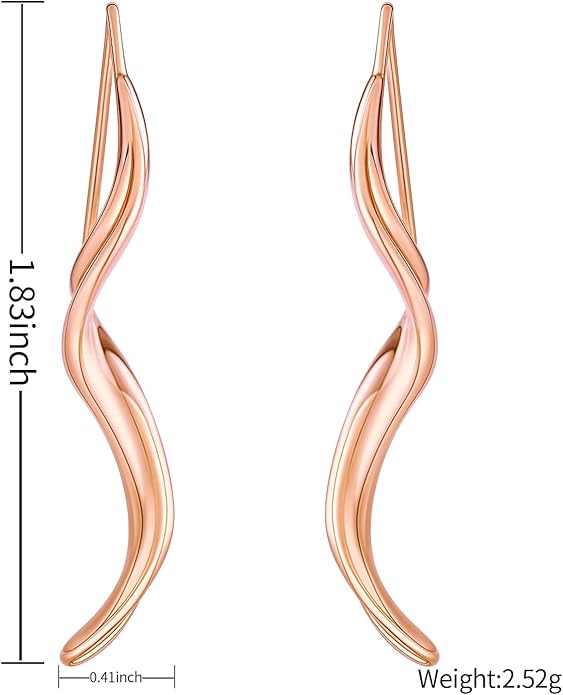 14K Gold Hoop Earrings for Women, Hypoallergenic Spiral Threader Gold Plated Dangle Earrings Fashion Jewelry，Gift for Women