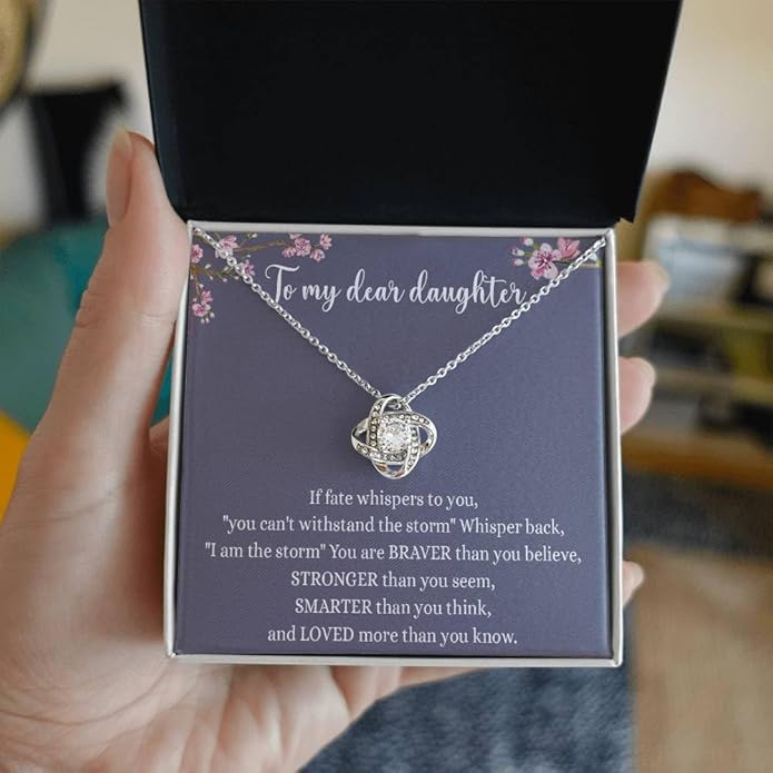 VIRAGIL To My Daughter Gift Necklace From Dad or Mom - Badass Daughter Jewelry With Heartfelt Message & Elegant Box