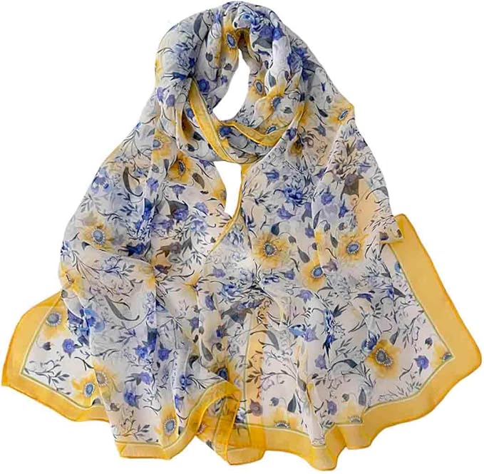 Pokeedioty Scarfs for Women Lightweight Fashion Scarves Elegant Floral Pattern Sheer Scarfs Sunscreen Shawls Wraps