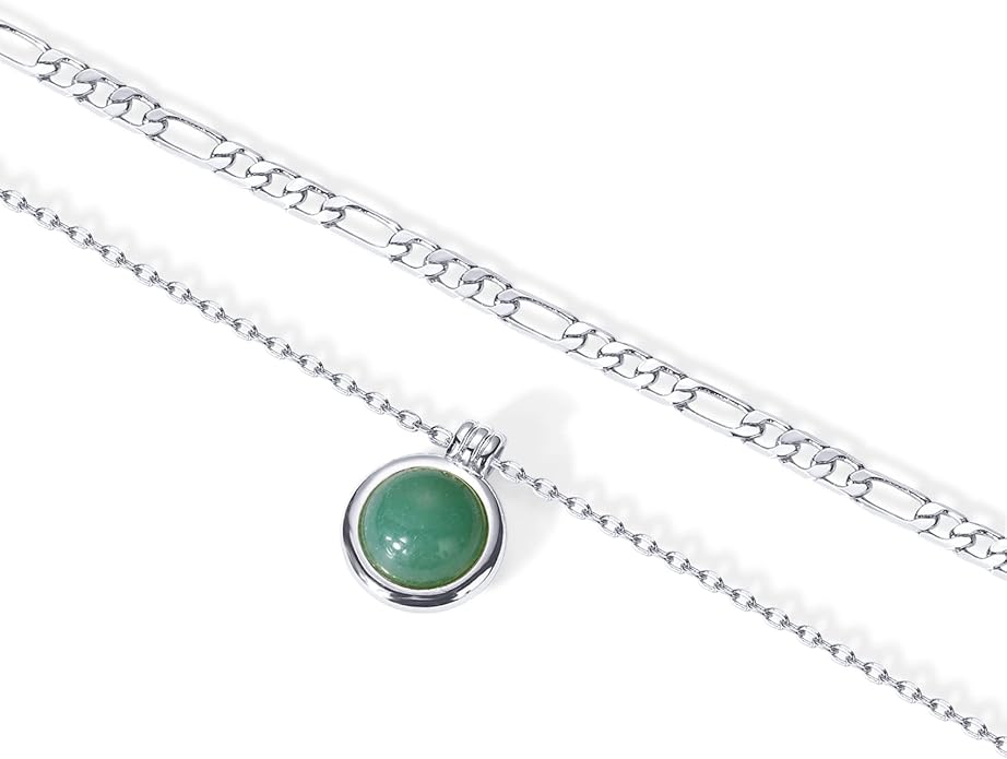 PAVOI 14K Gold Plated Layered Necklaces for Women | Gemstone Pendant Figaro Chain Necklace | Carnelian, Green Aventurine, Malachite Layering Necklace