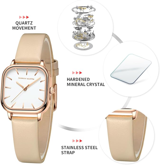 HANNAH MARTIN Watches for Women Waterproof Ladies Analog Quartz Wrist Watches Stainless Steel Band Fashion Dainty Female Watch Luxury Bracelet Diamond