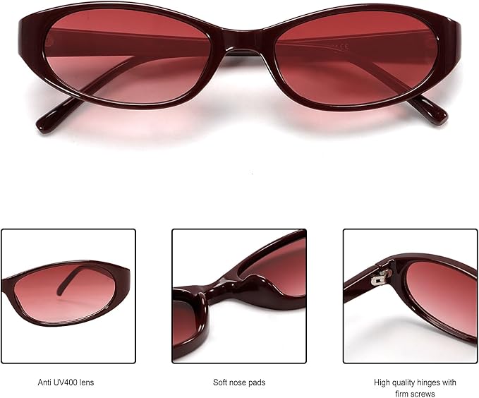 Retro Oval Sunglasses for Women 2026 90s Small Chic Cat Eye Sun Glasses Sunnies Lightweight Shades