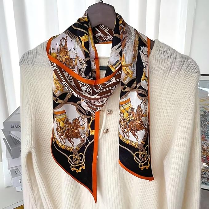 100% Mulberry Silk Ribbon Scarf for Hair Beach Head Wraps for Women Handbag accessories Necktie