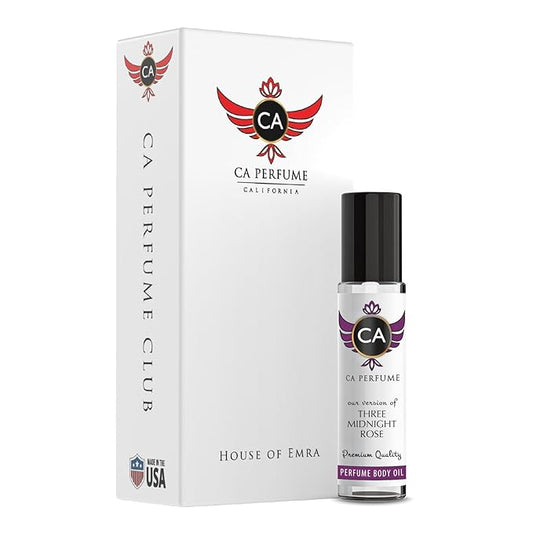 CA Perfume Impression of Three Midnight Rose for Women Eau De Parfum Floral Woody Scent Long Lasting Perfumes for Women Travel Size TSA Ready for Day and Night Wear 0.33 Fl Oz 10ml