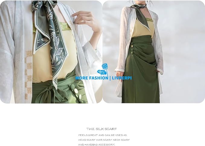 Livrerpi Silk Feeling Head Scarf Fashion Satin Hair Scarf Square Long Scarves for Women Gifts