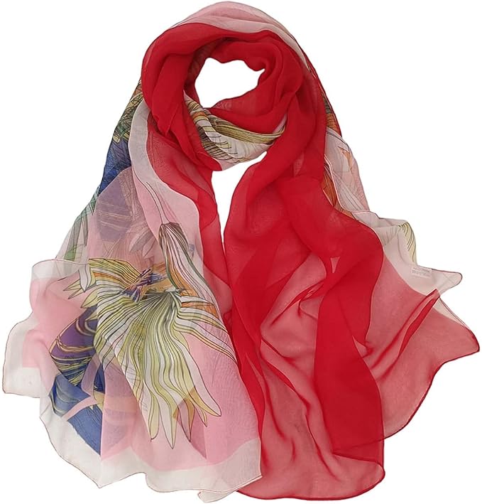 Pokeedioty Scarfs for Women Lightweight Scarves Elegant Floral Pattern Sheer Scarfs Shawls Wraps