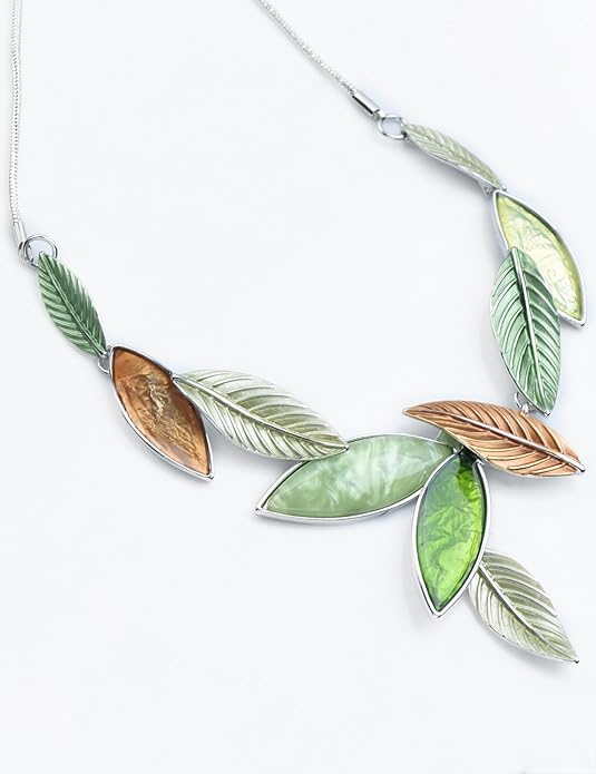 Vintage Statement Jewelry Set Leaf Floral Bohemian Boho Statement Necklace Earring Set Crystal Fashion Costume Jewelry