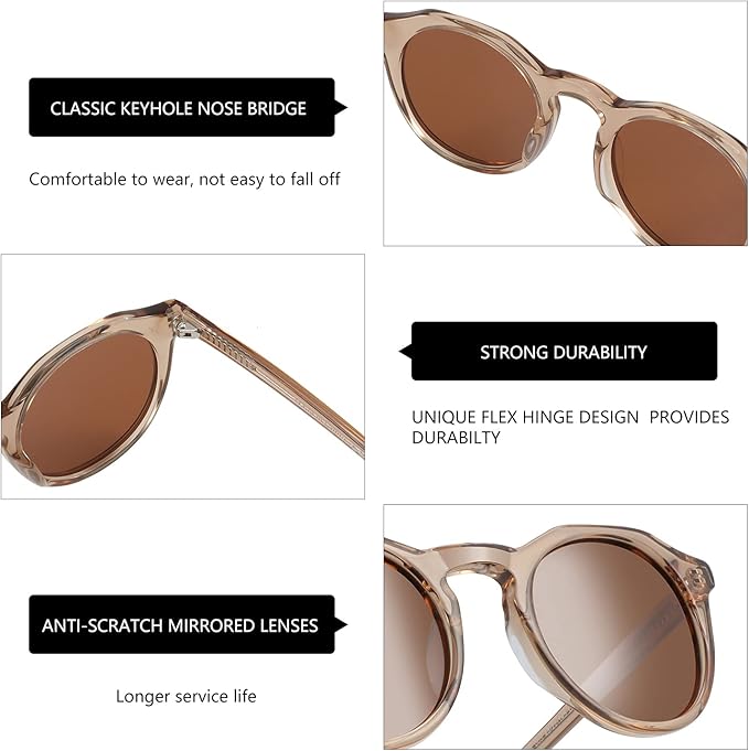 ZENOTTIC Vintage Round Polarized Sunglasses for Men Women UV400 Protection