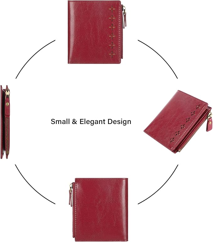 Lavemi Ultra Thin Small Compact Leather Womens Girls Wallets RFID Blocking Credit Card Holder for Women