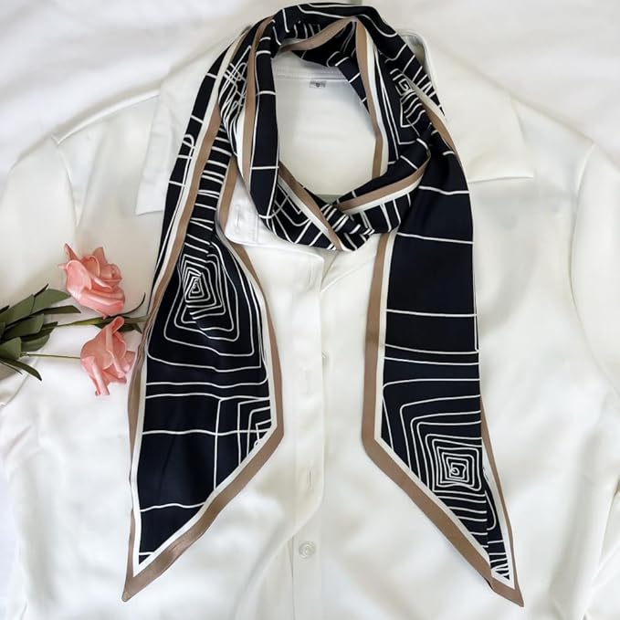 Silk Head Scarf for Hair Fashion Headwrap for Women Lightweight Neck Tie