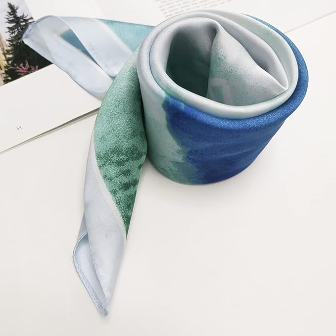 FONYVE Silk Feeling Scarf Medium Square Satin Head Scarf for Women 27.5 × 27.5 inches