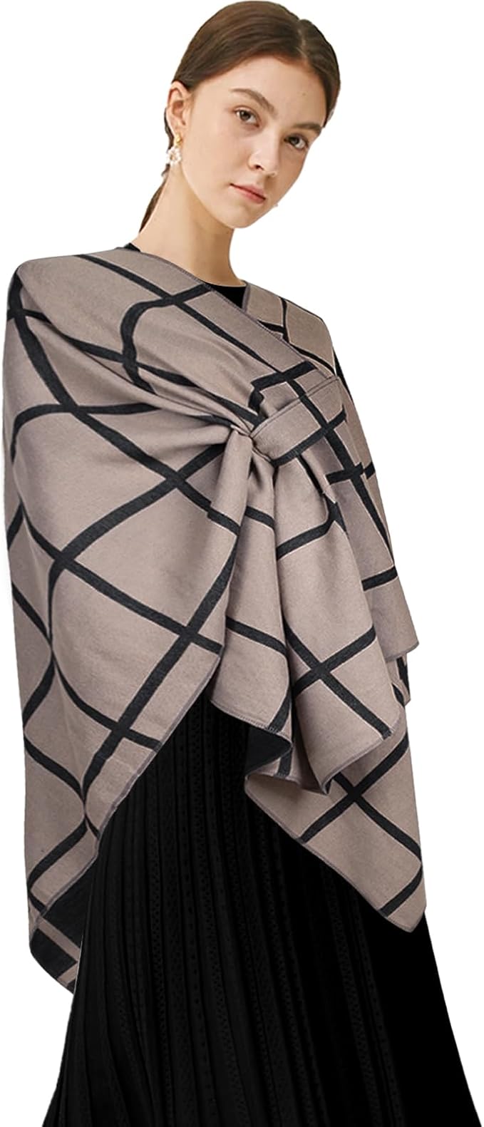 EXTREE Scarfs for Women Pashmina Silky Shawl Wrap for Evening Dressing Blanket Open Front Poncho Cape