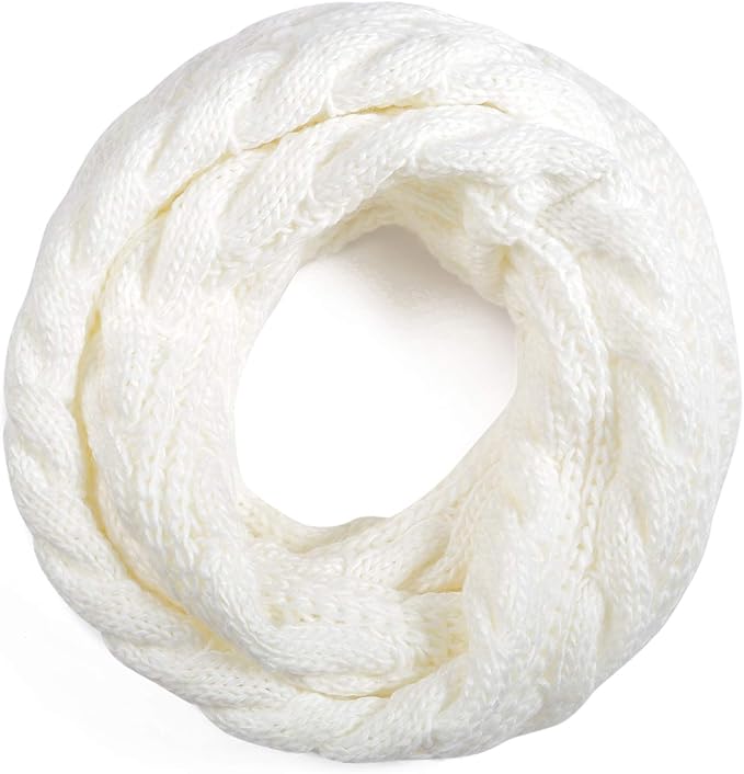 QUEENFUR Winter Women Thick Cable Knit Ribbed Infinity Circle Loop Scarf