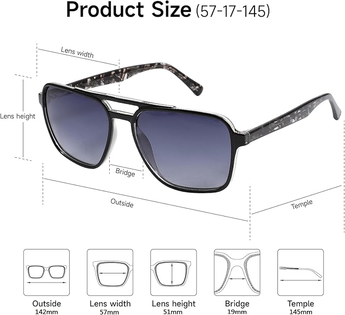 Polarized Retro Aviator Sunglasses Men Women, 70s Fashion Sun Glasse With UV400 Classic Acetate Frame
