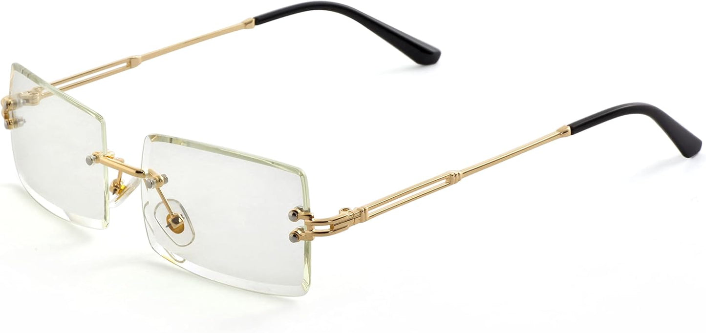 Kursan Frameless Rectangle Sunglasses for Men Women Small Rimless Sun Glasses Shades UV400 Protection
