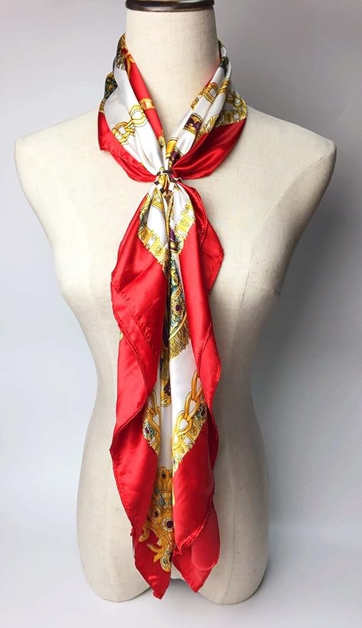 YOUR SMILE Silk Like Scarf Women's Fashion Pattern Large Square Satin Headscarf Headdress