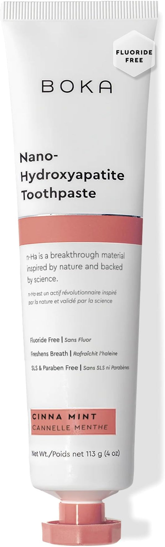 Boka Fluoride Free Toothpaste, Nano Hydroxyapatite Toothpaste, Appropriate for Sensitive Teeth - for Adult, Kids Oral Care - Cinnamon Mint Flavor, 4 Fl Oz 1Pk US Manufactured