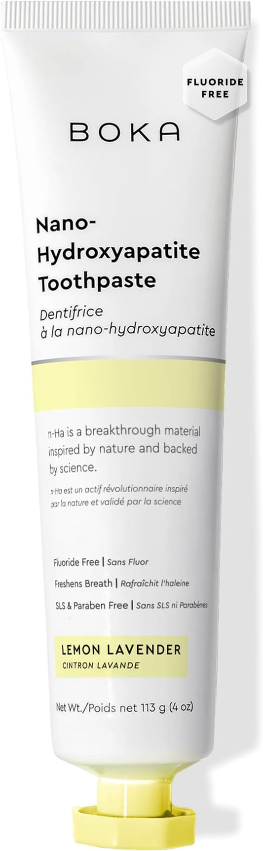 Boka Fluoride Free Toothpaste, Nano Hydroxyapatite Toothpaste, Appropriate for Sensitive Teeth - for Adult, Kids Oral Care - Lemon Lavender Flavor, 4 Fl Oz 1Pk US Manufactured