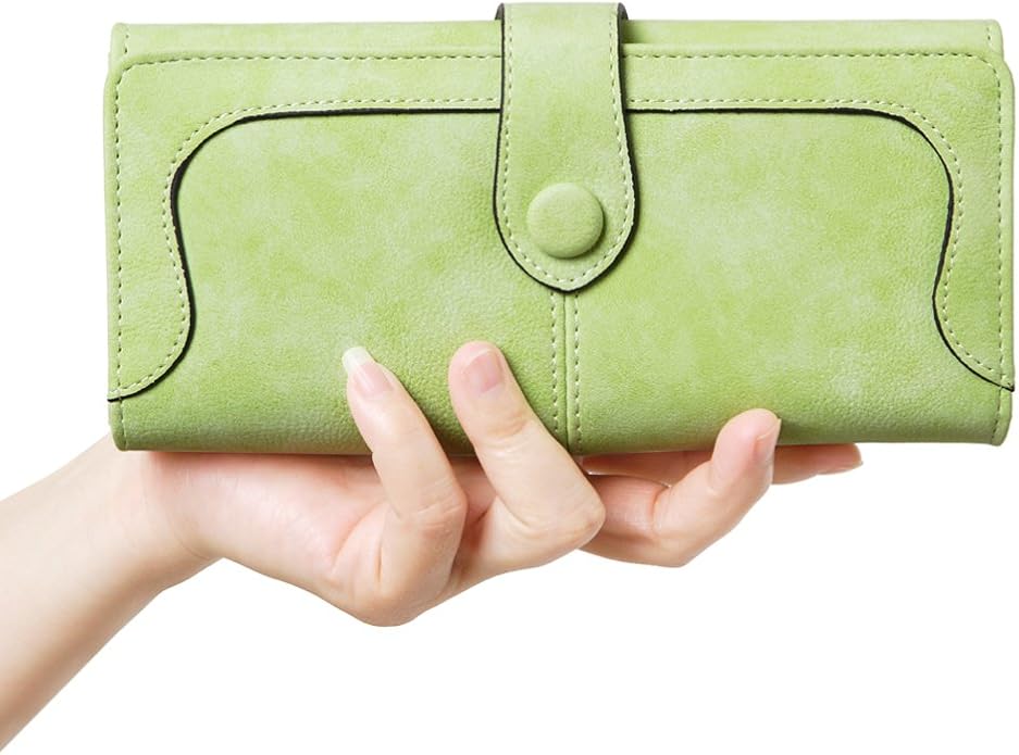 Women's Vegan Leather 17 Card Slots Card Holder Long Big Bifold Wallet