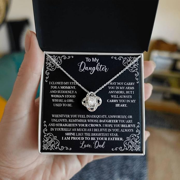 VIRAGIL To My Daughter Gift Necklace From Dad or Mom - Badass Daughter Jewelry With Heartfelt Message & Elegant Box