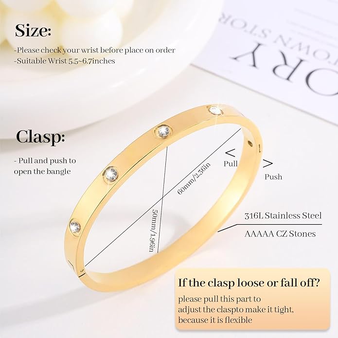 Gold Bracelets for Women-4Pcs/3Pcs,18K Gold Plated Bangle Tennis Bracelets Stack Set for Women Trendy Non Tarnish Stainless Steel Gold Bangles Accessories Designer Jewelry