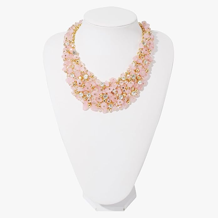 Bocar Fashion Crystal Chunky Collar Statement Necklace Earring Set for Women Gift (NK-10260)