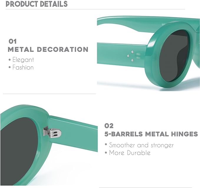 mosanana Oval Retro Trendy Sunglasses for Women 90s Style MS52371