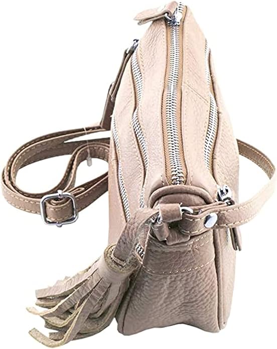 Cowhide Leather Women's Shoulder Purse Small Cross Body Organizer Bag with Many Pockets