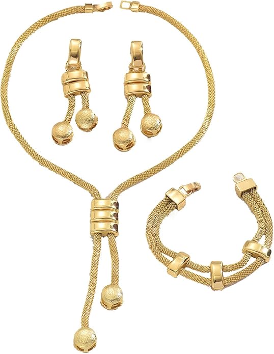 Gold Long Choker Necklace Set Gold Irregular Necklace Earrings Bracelet Fashion Chain Punk Jewelry Accessories for Women Valentine Anniversary Birthday Friendship Gift