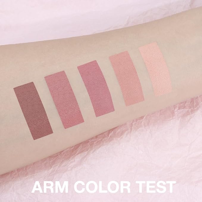 Mini 5-Color Matte Rose Nude Eyeshadow Palette – Dusty Rose, Mauve Pink & Cocoa Brown Neutral Matte Eye Shadow, High Pigment Blendable Long-Lasting Soft Glam Pink Brown Makeup for Daily Natural Looks