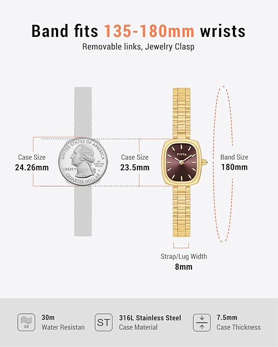 Gold Watches for Women Vintage Ladies Wrist Watches Stainless Steel Dainty Small Gold Watch with Link Removal Tools and Gift Box for Women and Love Ones