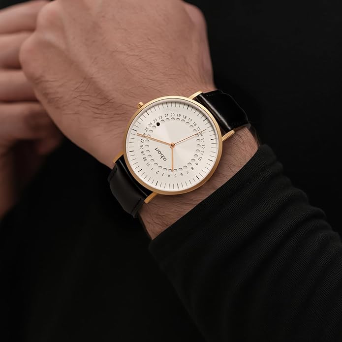 a.b.art Men's Quartz Watch, Swiss Parts Ronda Movement, Sapphire Crystal, Milanese Mesh Band, Ultra-Thin Design, 41mm Black Dial,Minimalist Bauhaus Style