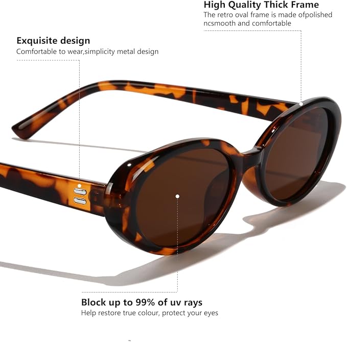 Oval Sunglasses for Women Men Fashion Small 90s Style Sun Glasses UV400