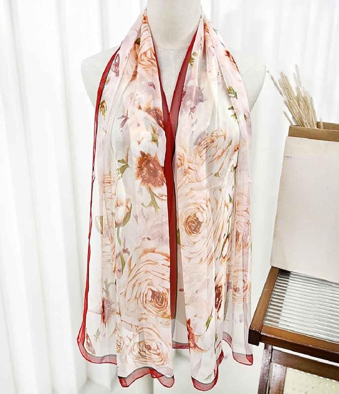 Xyueanlo Scarfs for Women Lightweight Fashion Floral Printed Scarves Neck Scarf Sunscreen Wraps Shawls