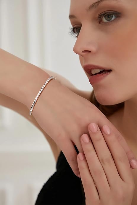 Moissanite Tennis Bracelet For Women S925 Silver Jewelry, Luxury Silver Bracelets,Valentines Day Gifts For Couples Sister Girlfriend Wife Gifts6.5'-7.5'' Length