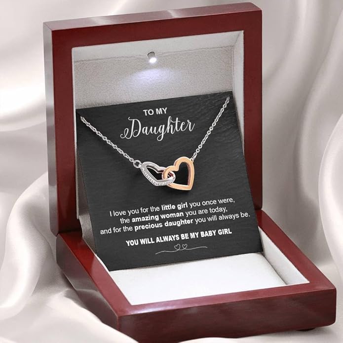 VIRAGIL To My Daughter Gift Necklace From Dad or Mom - Badass Daughter Jewelry With Heartfelt Message & Elegant Box