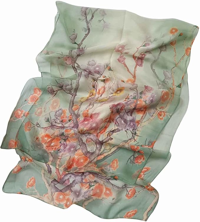 Pokeedioty Scarfs for Women Lightweight Scarves Elegant Floral Pattern Sheer Scarfs Shawls Wraps