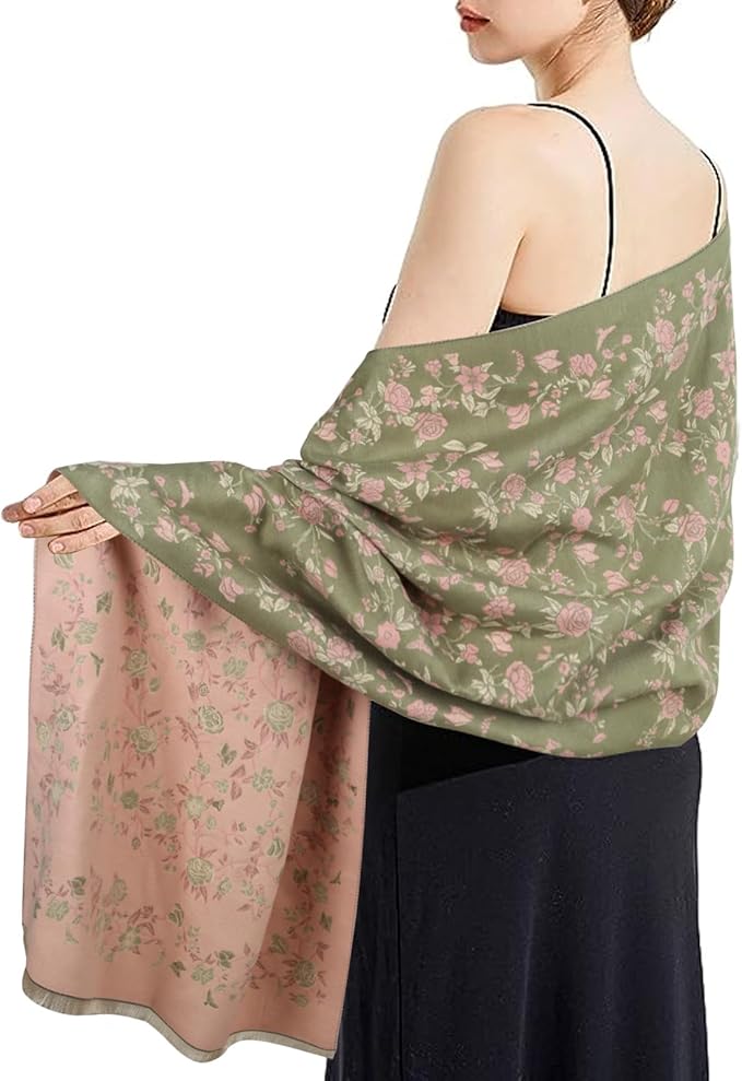 EXTREE Scarfs for Women Pashmina Silky Shawl Wrap for Evening Dressing Blanket Open Front Poncho Cape