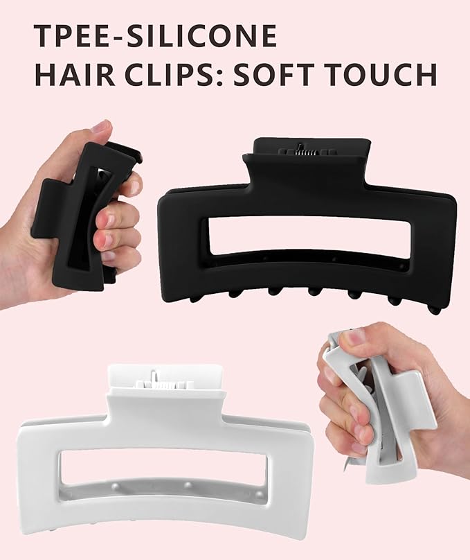 4Pcs Cloud Claw Clips for Women, 4.2 Inch Non-Slip Strong Hold Hair Claws, Unbreakable & Durable TPEE-Silicone Blend, Large Bendable Cozy Hair Clip for Thin/Thick/Curly Hair, All-Day Comfort