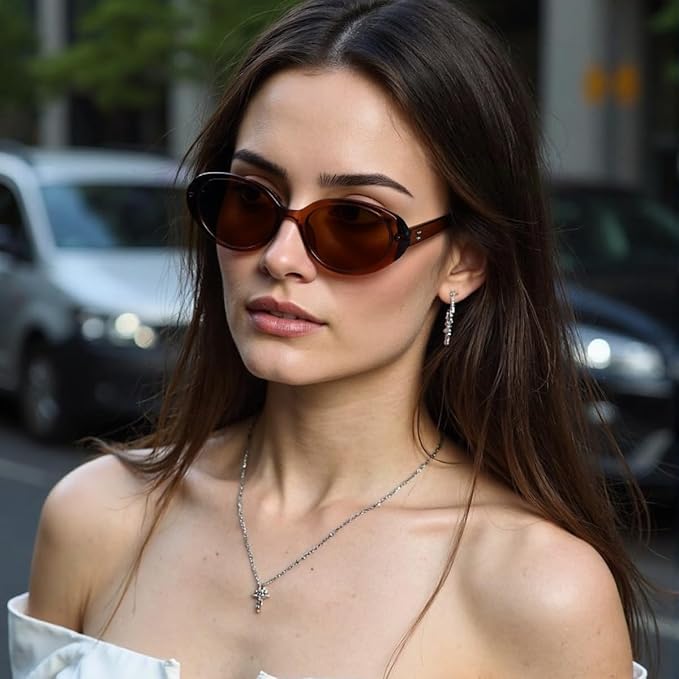 Oval Sunglasses for Women Men Fashion Small 90s Style Sun Glasses UV400