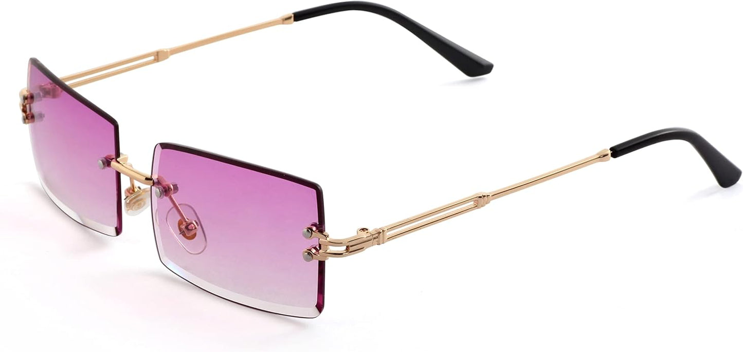 Kursan Frameless Rectangle Sunglasses for Men Women Small Rimless Sun Glasses Shades UV400 Protection