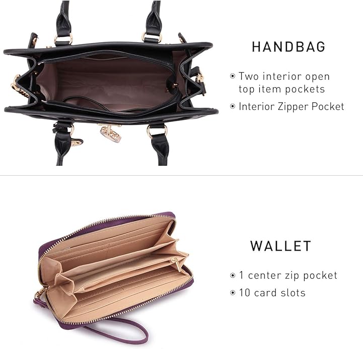Dasein Handbags Purses Set for Women Top Handle Satchel Shoulder Bags Large Work Tote Bag with Matching Wallet